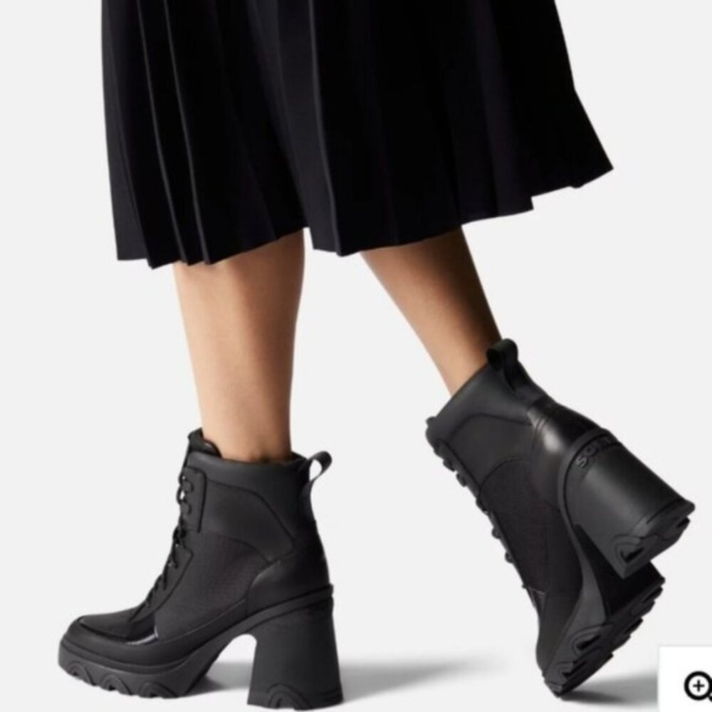 SOREL BREX™ Sage Dark Moss Heeled Lace Up Waterproof Boho Winter Bootie Boots‎ 8